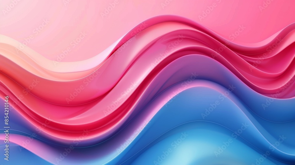 Poster 3d rendering of a blue and pink abstract background, generated using artificial intelligence.