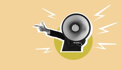 megaphone or loudspeaker on color background, communication concept