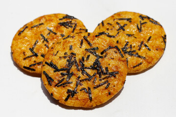 Japanese rice crackers with nori seaweed