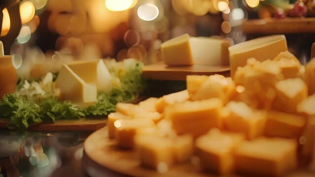 Blurry wedges of cheese and s of gs make for a pictureperfect display.