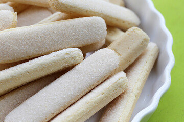 Sponge finger cookies, Italian savoiardi biscuit snack