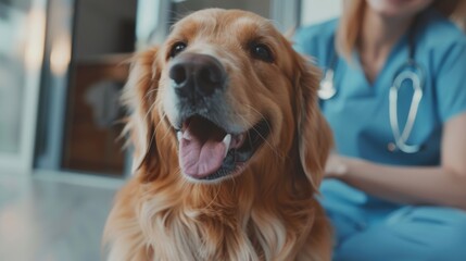 Stock helps to make this dog happy at the vet's appointment.