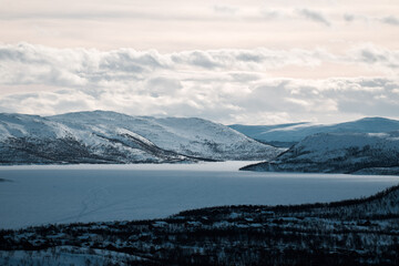 snow covered mountains
