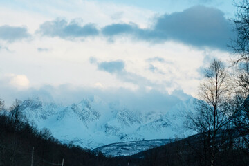 snow covered mountains