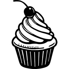 Doodle Cupcake With Cherry