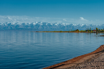 Issky-kul lake in Kyrgyzstan, summer landscape
