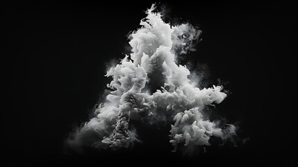 the letter &lsquo;A&rsquo; formed by what appears to be clouds or smoke against a black background