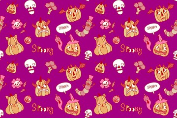 Autumn harvest seamless pumpkins pattern for wrapping paper and fabrics
