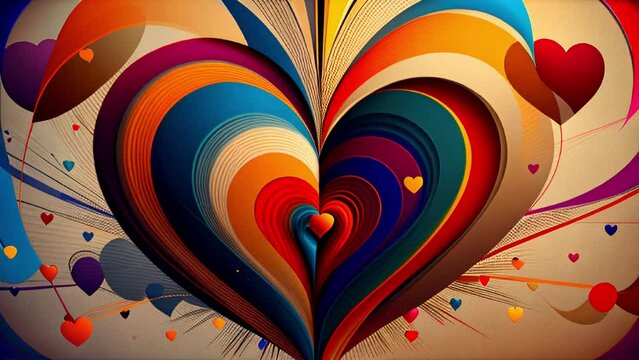 Children's party background of balloons and colorful hearts. Seamless loop of a birthday party background.