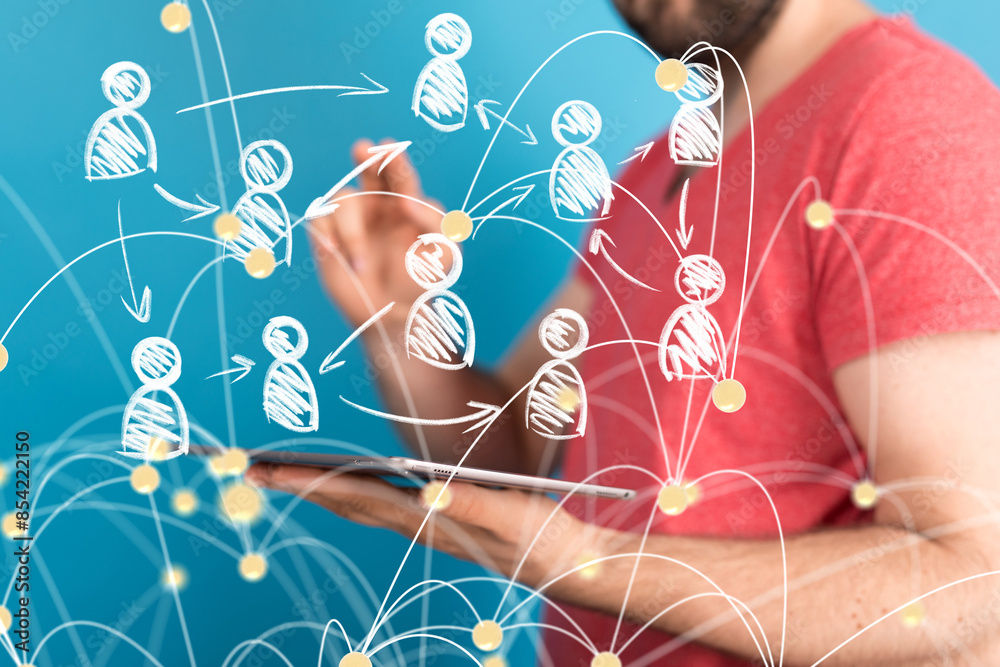 Poster conference digital network and data concept 3d