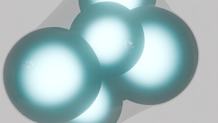 Soft Glowing Spheres Cluster with Gentle Reflections