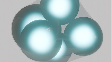 Soft Glowing Spheres Cluster with Gentle Reflections