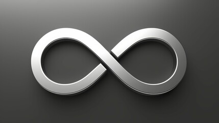 The image is a silver circle with a line in the middle, infinity sign concept