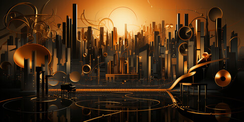 surreal music background in the style of the 20s