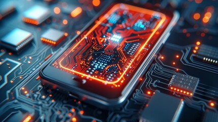 Fototapeta premium a smartphone under attack by a mobile cryptocurrency mining malware, showing the unauthorized use of device resources.