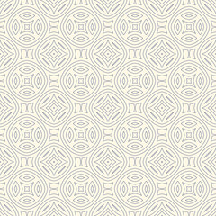 Outline ethnic abstract background. Seamless pattern with symmetric geometric ornament. Can be used for coloring books and pages, textile print, page fill. Vector illustration