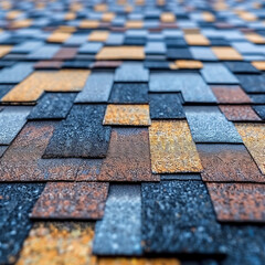 Asphalt Shingles Arranged Methodically in a Roofing Supplies Store