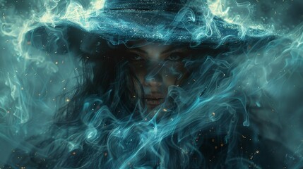 A cold-themed abstract background portraying a sweeping flow of blue particles and textures