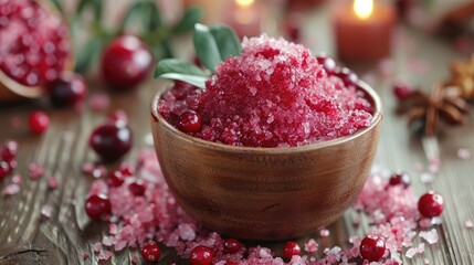 Artisan Cranberry Scrub Infused with Argan Oil Dead Sea Salt and Spa Accessories