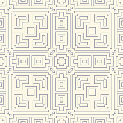 Outline ethnic abstract background. Seamless pattern with symmetric geometric ornament. Can be used for coloring books and pages, textile print, page fill. Vector illustration