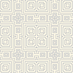 Outline ethnic abstract background. Seamless pattern with symmetric geometric ornament. Can be used for coloring books and pages, textile print, page fill. Vector illustration