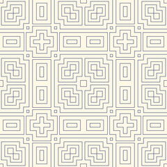 Outline ethnic abstract background. Seamless pattern with symmetric geometric ornament. Can be used for coloring books and pages, textile print, page fill. Vector illustration