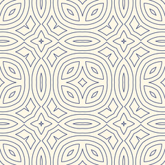 Outline ethnic abstract background. Seamless pattern with symmetric geometric ornament. Can be used for coloring books and pages, textile print, page fill. Vector illustration