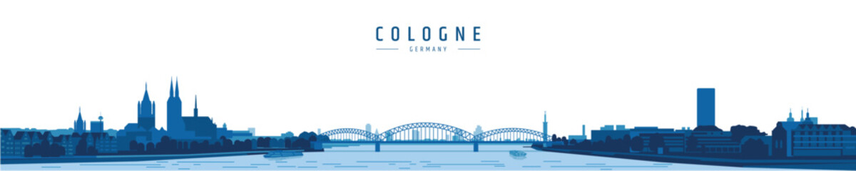 Cologne city skyline with panorama vector illustration on white background. Germany