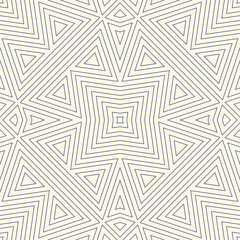 Outline ethnic abstract background. Seamless pattern with symmetric geometric ornament. Can be used for coloring books and pages, textile print, page fill. Vector illustration