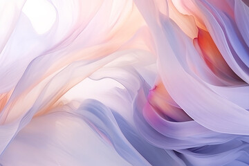 Obraz premium Beautiful abstract background with soft pastel colors and flowing fabric, silk or satin, pink and purple, soft glowing light