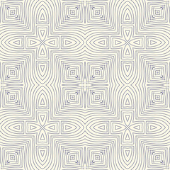 Outline ethnic abstract background. Seamless pattern with symmetric geometric ornament. Can be used for coloring books and pages, textile print, page fill. Vector illustration