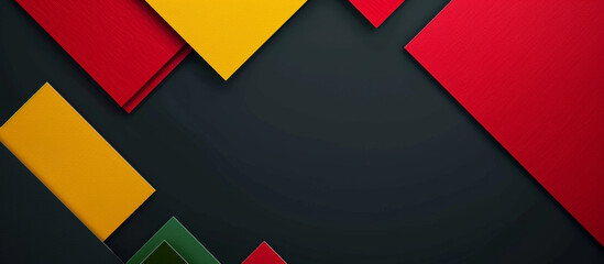 Black History Month color background. African American history month, Juneteenth freedom day celebration. Abstract red, yellow, green color layout on black paper background, banner.