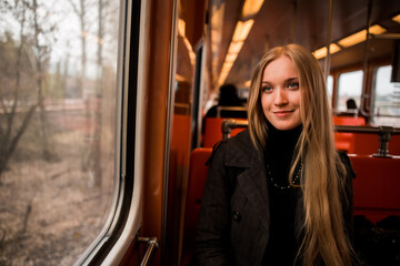 portrait of a woman in the train