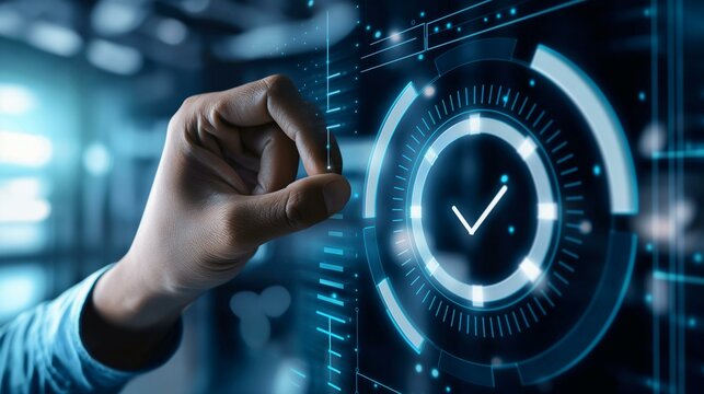 Business Quality Control Certification - Futuristic Digital Interface Hand interaction