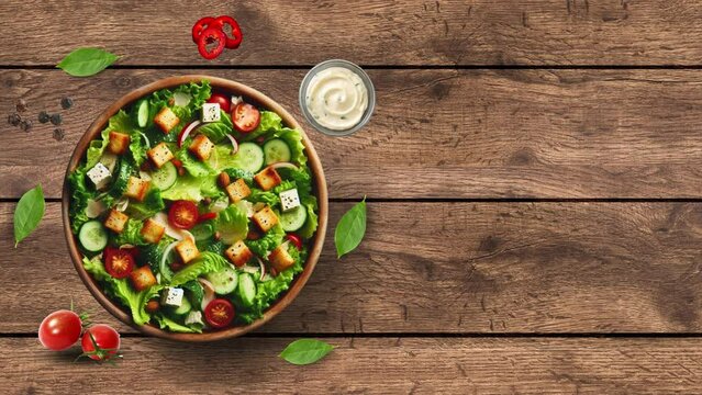 "Animated Caesar Salad with Vegetables - Perfect for Social Media"