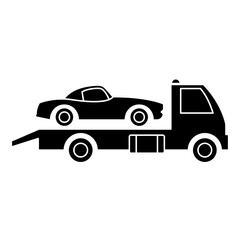  Tow Truck with Broken Car. Stock Vector.