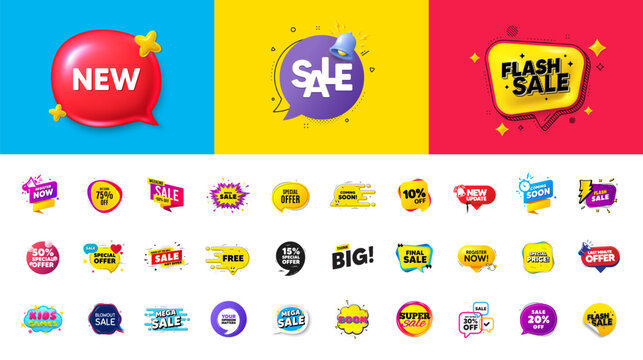 Best discount offer banners. Price deal sale stickers. Black friday special offer tags. Flash sale bubble coupon. Promotion discount banner templates design. Buy offer sticker, new bubble. Vector