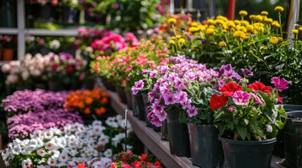 Obraz premium Blooming during spring and summer sale at nursery and shop