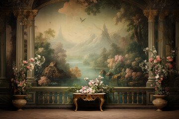 Beautiful classic interior backdrop for portrait photography