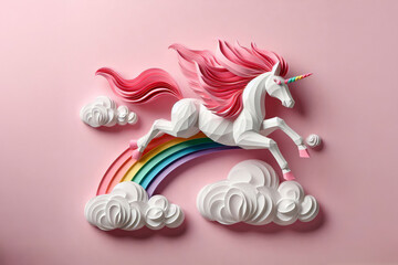 Intricately designed paper unicorn, perfect for arts and crafts enthusiasts. Suitable for discussions on creative projects, papercraft, and children's decor ideas. Ideal for DIY inspiration