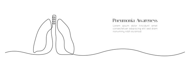 Human Lungs in one continuous line drawing. Internal organ in simple linear style. Awareness concept about asthma disease and pneumonia in editable stroke. Doodle contour vector illustration