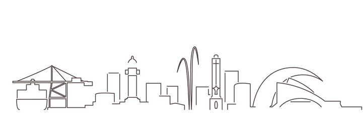 Santa Cruz Tenerife Dark Line Simple Minimalist Skyline With White Background