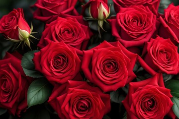 Obraz premium Many delicate red flowers on a gently blurred background