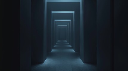 Fototapeta premium The darkness seems to swallow up the corridors making it difficult to navigate through the maze.