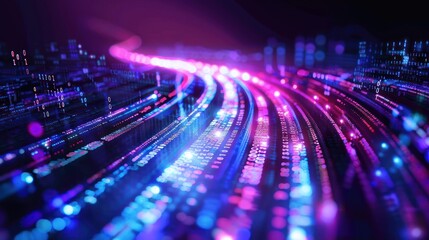 Fototapeta premium Concept of high speed data transfer with binary code