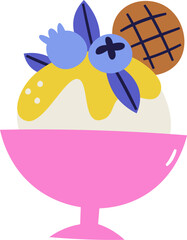 Ice Cream With Berry And Cookies