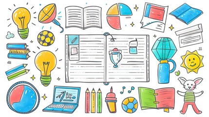 Back to school concept. Education, learning, open book, knowledge. Modern education template design. AI generated illustration