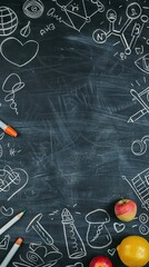 School and office accessories template. Pictures set. AI generated illustration