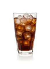 A Glass of Cola or Dark Soda with Ice Cubes - Refreshing and Fizzy Beverage Delight