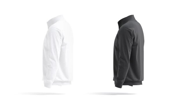 Blank black and white quarter zip sweater, looped rotation